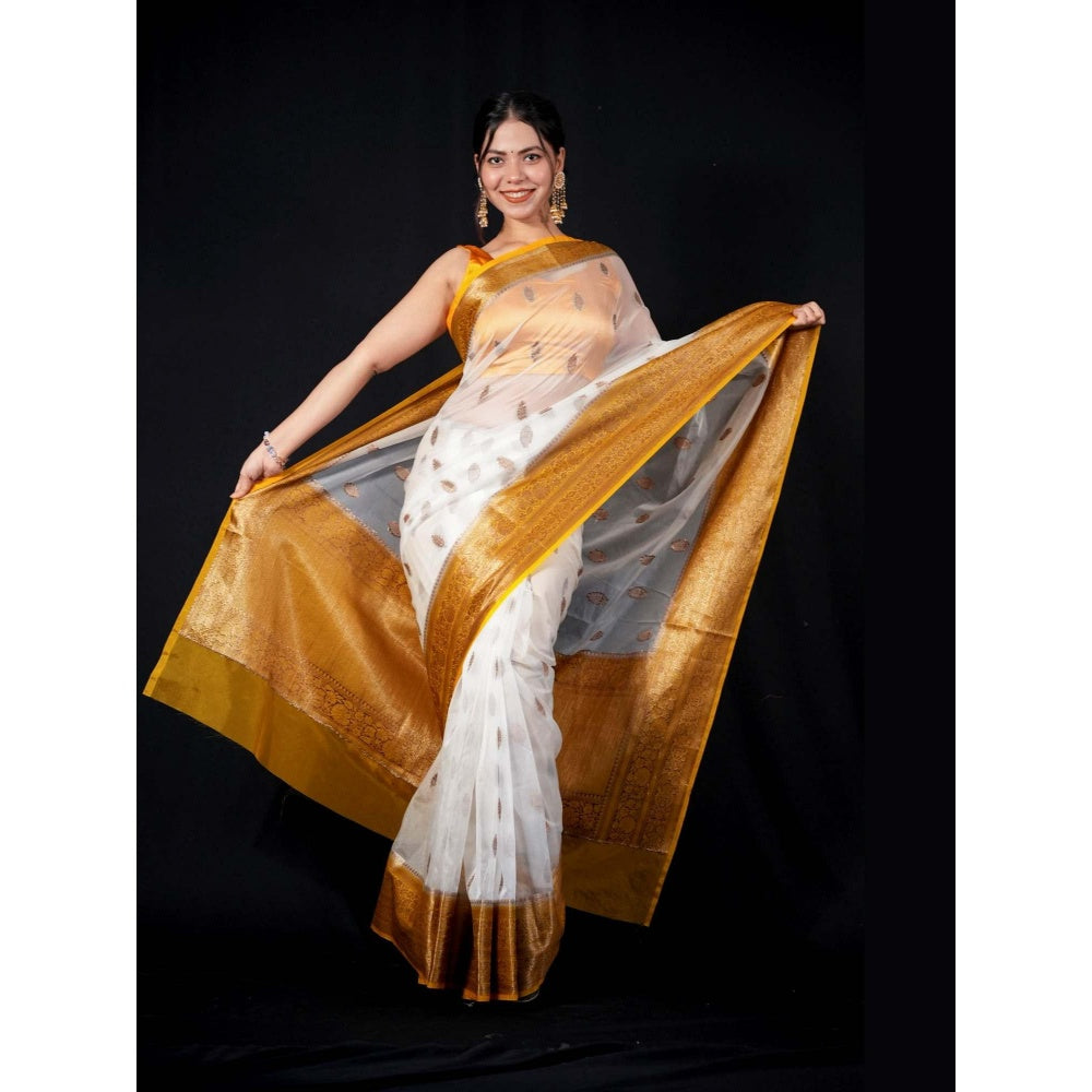 Isadora Life Multi-Color Woven Pre-draped Saree With Unstitched Blouse