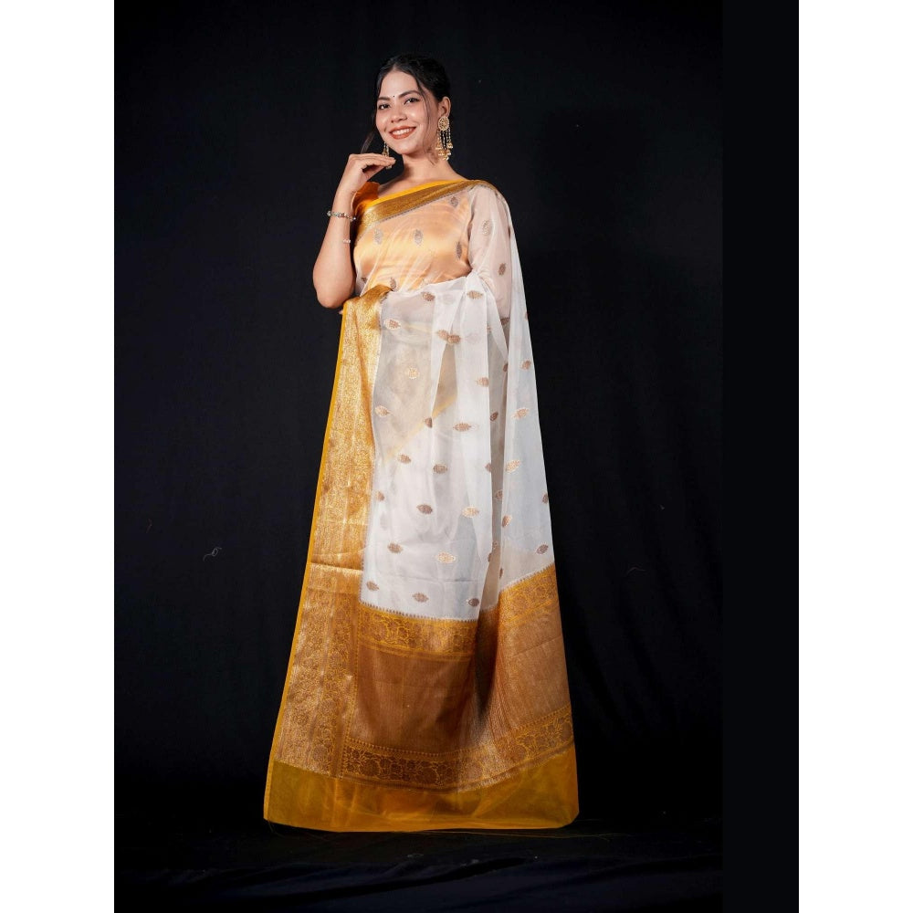 Isadora Life Multi-Color Woven Pre-draped Saree With Unstitched Blouse