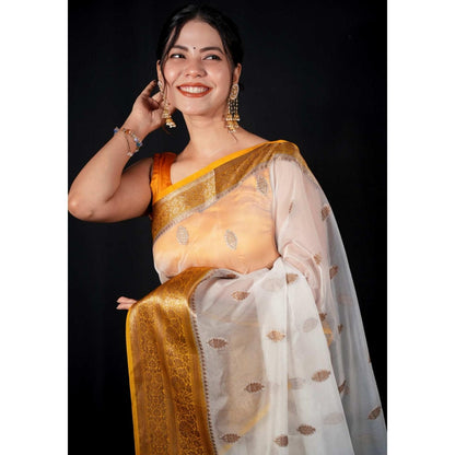 Isadora Life Multi-Color Woven Pre-draped Saree With Unstitched Blouse