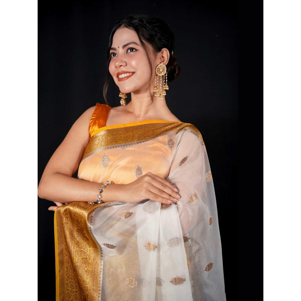 Isadora Life Multi-Color Woven Pre-draped Saree With Unstitched Blouse