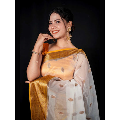 Isadora Life Multi-Color Woven Pre-draped Saree With Unstitched Blouse