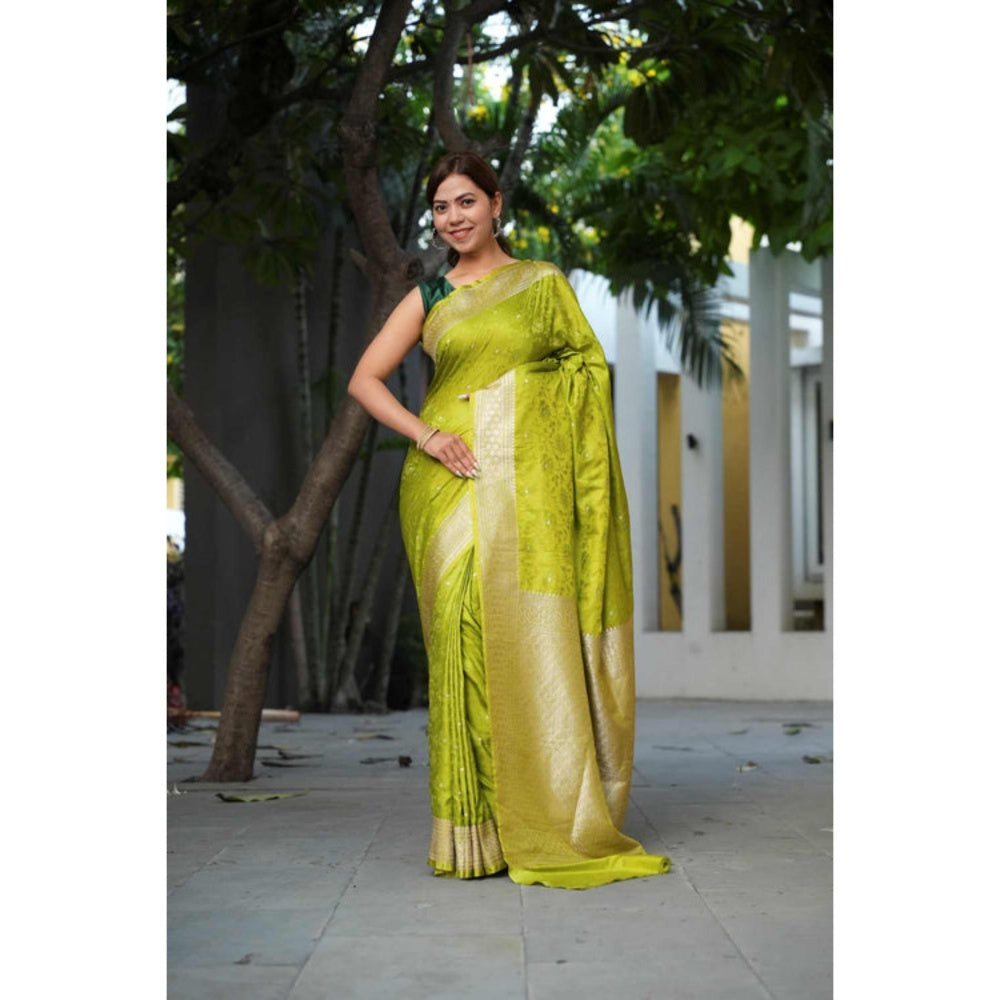 Isadora Life Banarasi Mashru Silk Saree with Unstitched Blouse