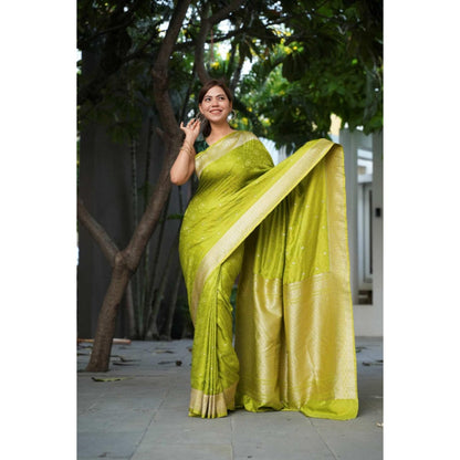 Isadora Life Banarasi Mashru Silk Saree with Unstitched Blouse