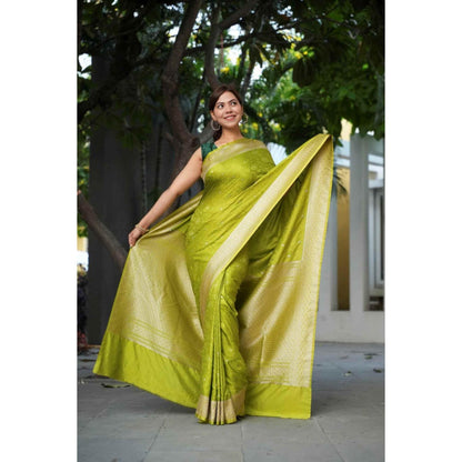 Isadora Life Banarasi Mashru Silk Saree with Unstitched Blouse