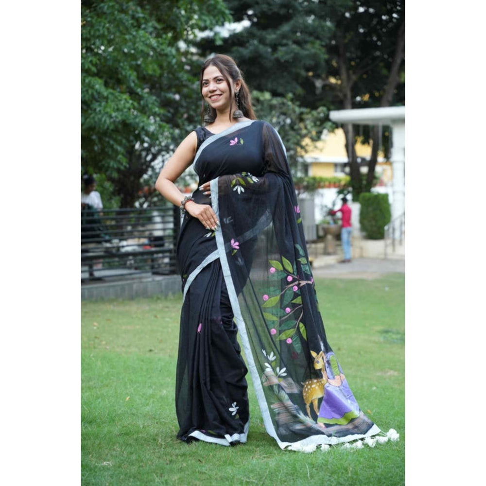 Isadora Life Shakuntala Hand Painted Saree with Unstitched Blouse