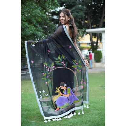 Isadora Life Shakuntala Hand Painted Saree with Unstitched Blouse