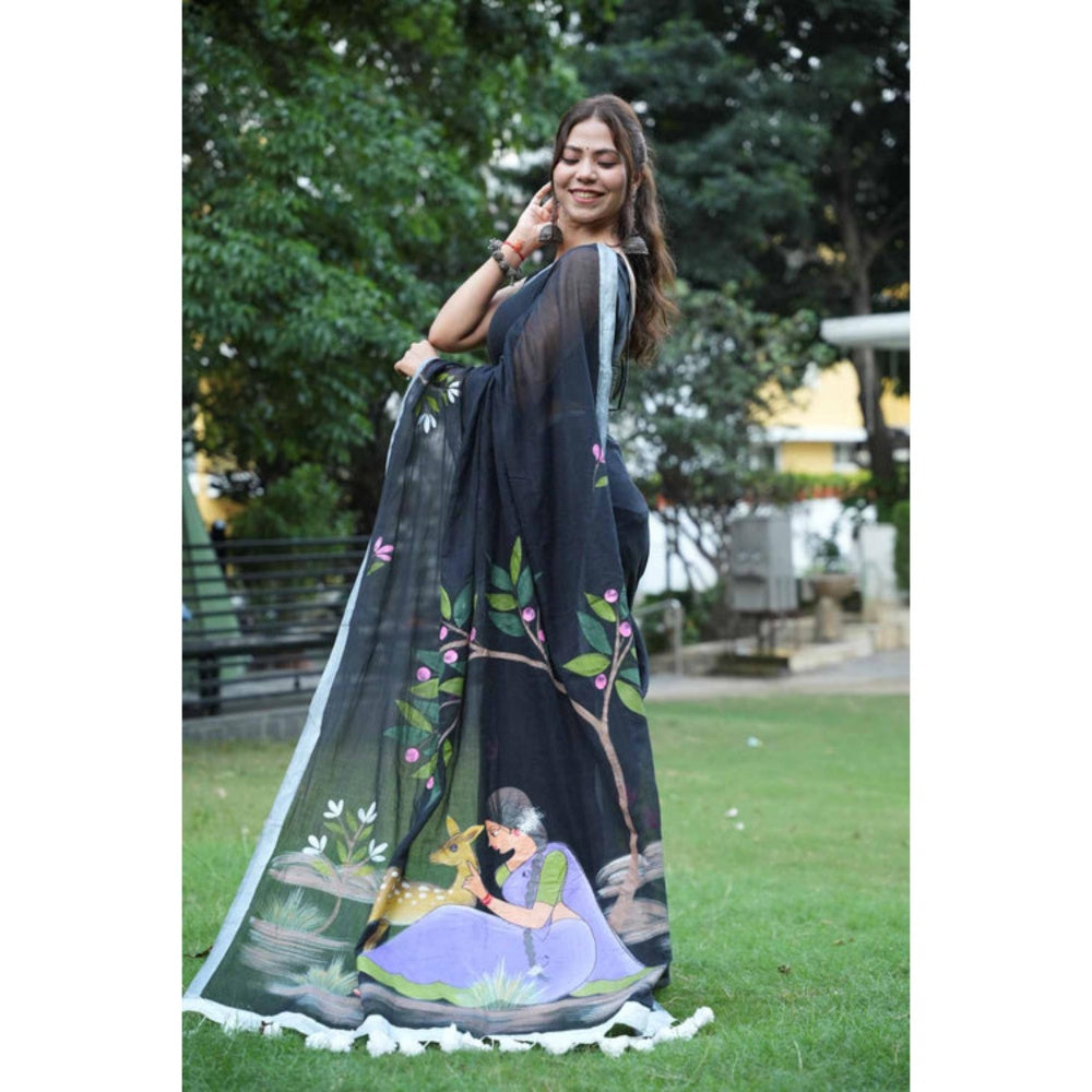 Isadora Life Shakuntala Hand Painted Saree with Unstitched Blouse