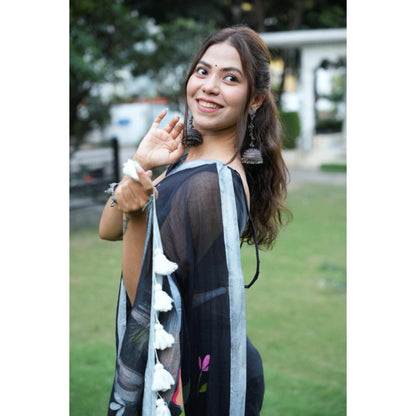 Isadora Life Shakuntala Hand Painted Saree with Unstitched Blouse