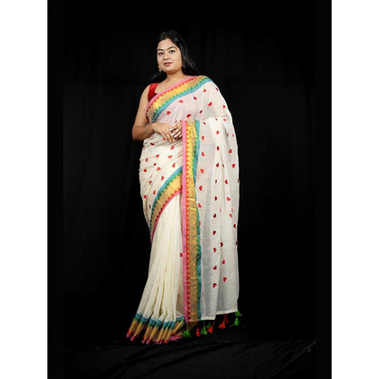 Isadora Life Multi-Color Geometric Pre-Draped Saree with Unstitched Blouse
