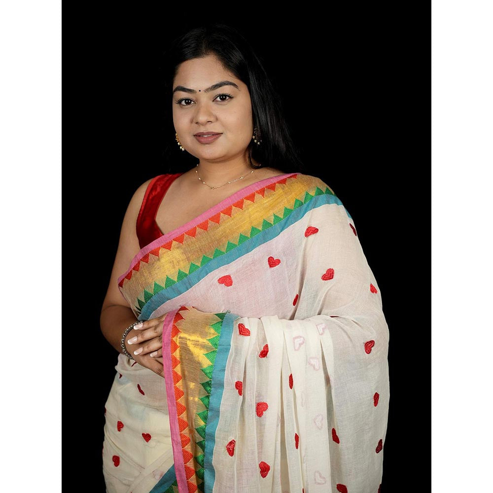 Isadora Life Multi-Color Geometric Pre-Draped Saree with Unstitched Blouse
