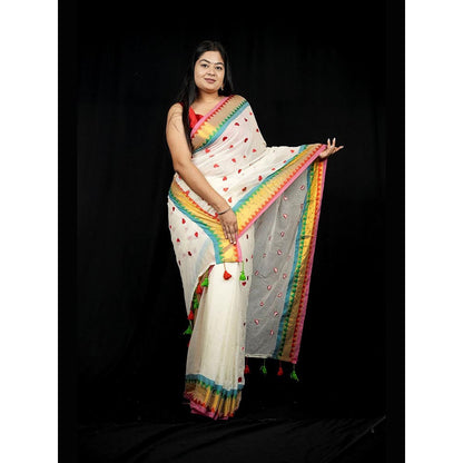 Isadora Life Multi-Color Geometric Pre-Draped Saree with Unstitched Blouse