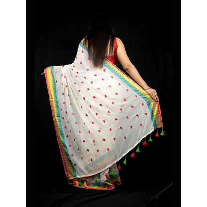 Isadora Life Multi-Color Geometric Pre-Draped Saree with Unstitched Blouse