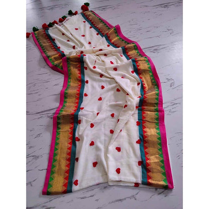 Isadora Life Multi-Color Geometric Pre-Draped Saree with Unstitched Blouse