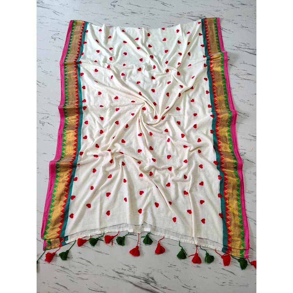Isadora Life Multi-Color Geometric Pre-Draped Saree with Unstitched Blouse