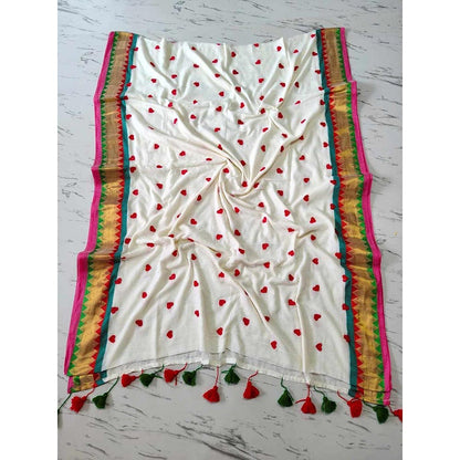 Isadora Life Multi-Color Geometric Pre-Draped Saree with Unstitched Blouse
