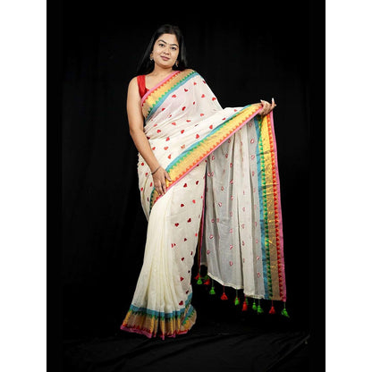 Isadora Life Multi-Color Geometric Pre-Draped Saree with Unstitched Blouse