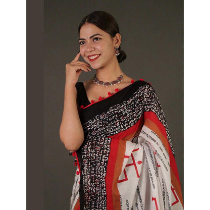 Isadora Life Multi-Color Printed Pre-Draped Saree with Unstitched Blouse