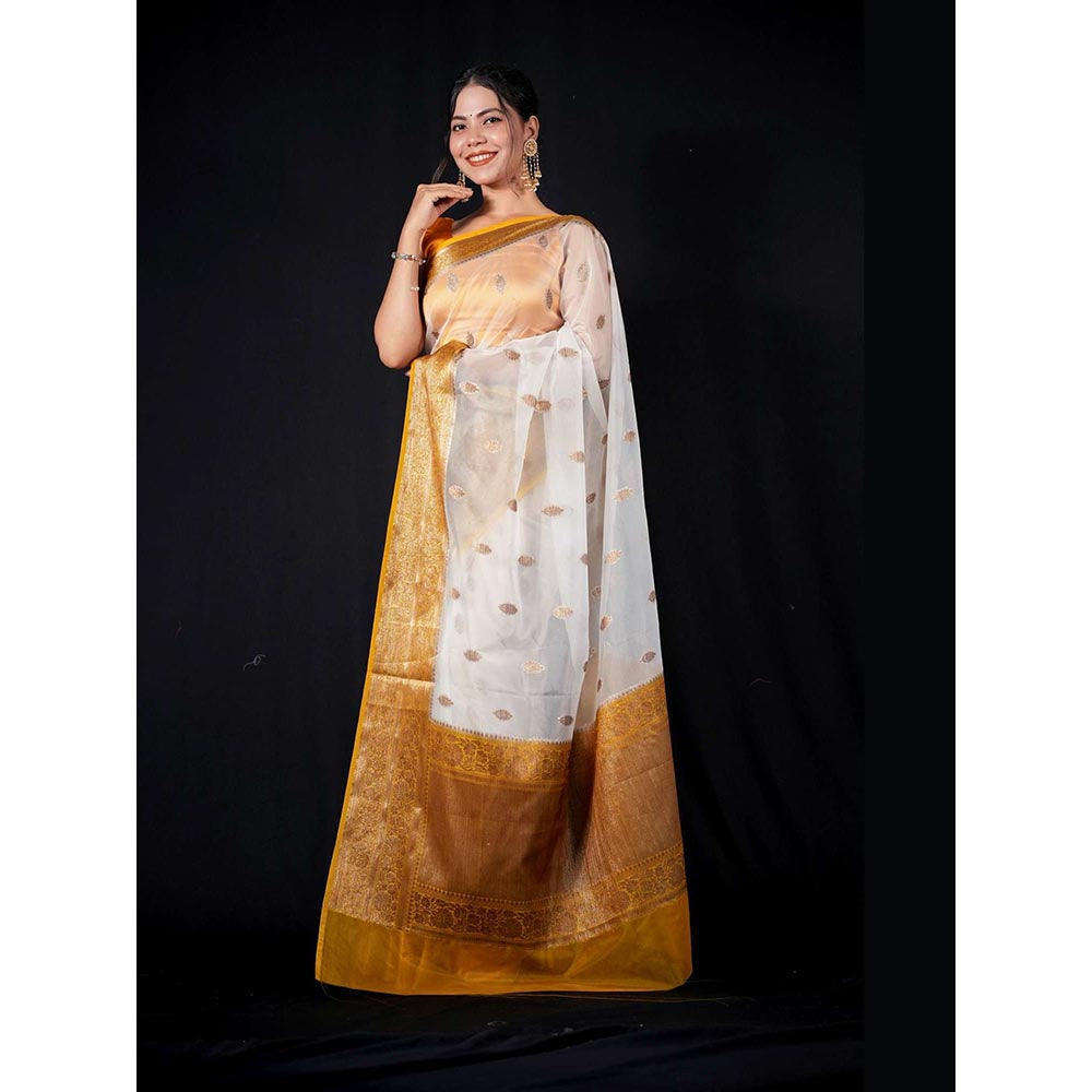Isadora Life Multi-Color Woven Pre-Draped Saree with Unstitched Blouse