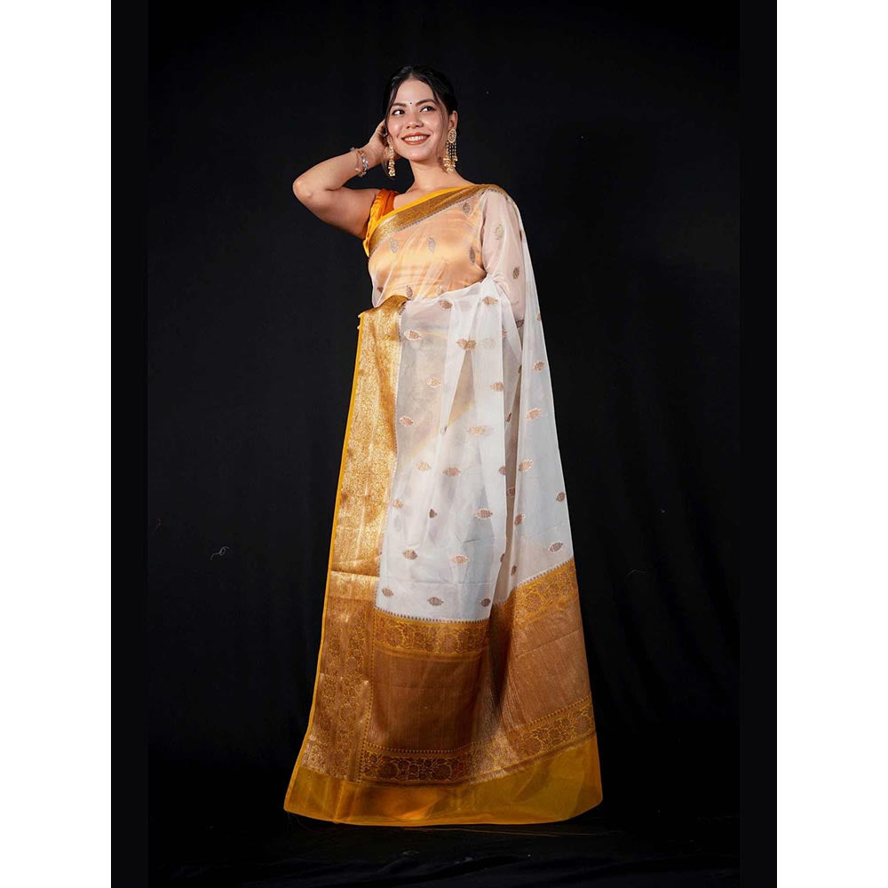 Isadora Life Multi-Color Woven Pre-Draped Saree with Unstitched Blouse