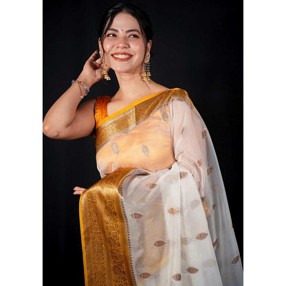 Isadora Life Multi-Color Woven Pre-Draped Saree with Unstitched Blouse