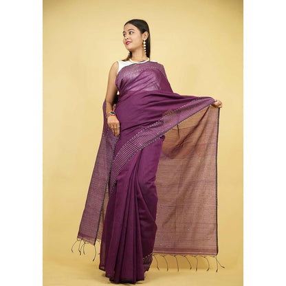 Isadora Life Purple Embellished/Sequined Pre-Draped Saree with Unstitched Blouse