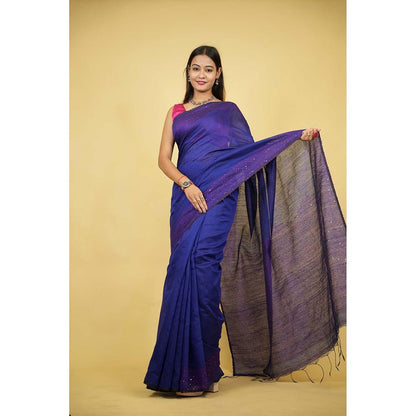 Isadora Life Blue Embellished/Sequined Pre-Draped Saree with Unstitched Blouse