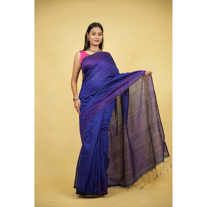 Isadora Life Blue Embellished/Sequined Pre-Draped Saree with Unstitched Blouse