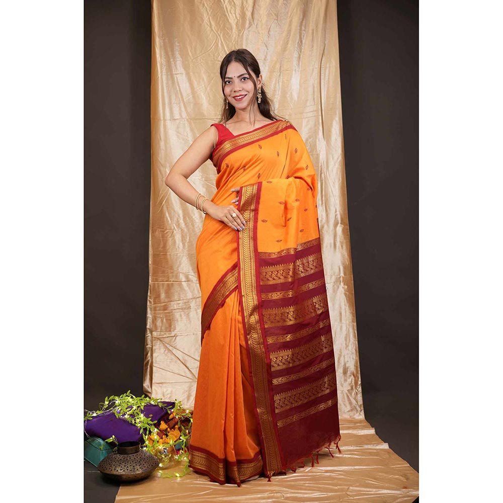 Isadora Life Traditional Premium South Silk Pre-draped Saree with Unstitched Blouse