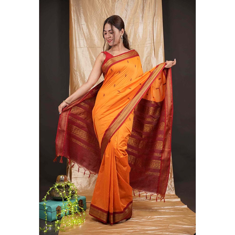 Isadora Life Traditional Premium South Silk Pre-draped Saree with Unstitched Blouse
