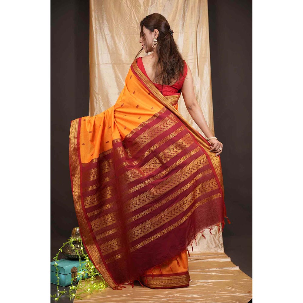 Isadora Life Traditional Premium South Silk Pre-draped Saree with Unstitched Blouse