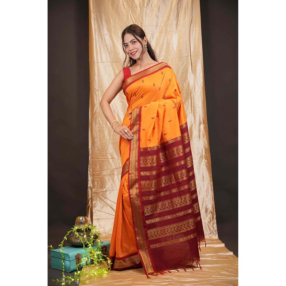 Isadora Life Traditional Premium South Silk Pre-draped Saree with Unstitched Blouse