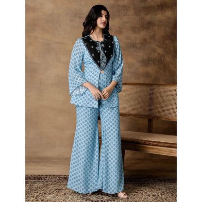 ISHA GUPTA TAYAL Powder Blue Crepe Peplum Co-Ord Set