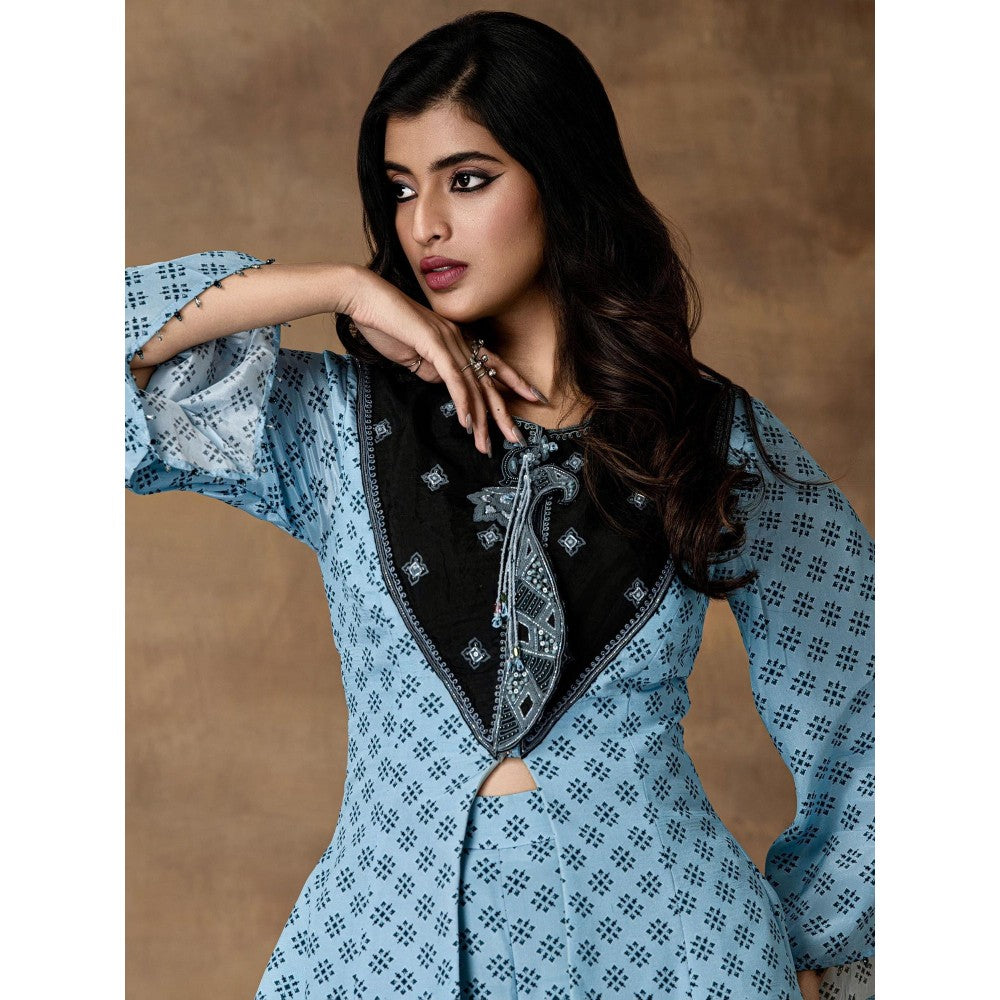 ISHA GUPTA TAYAL Powder Blue Crepe Peplum Co-Ord Set