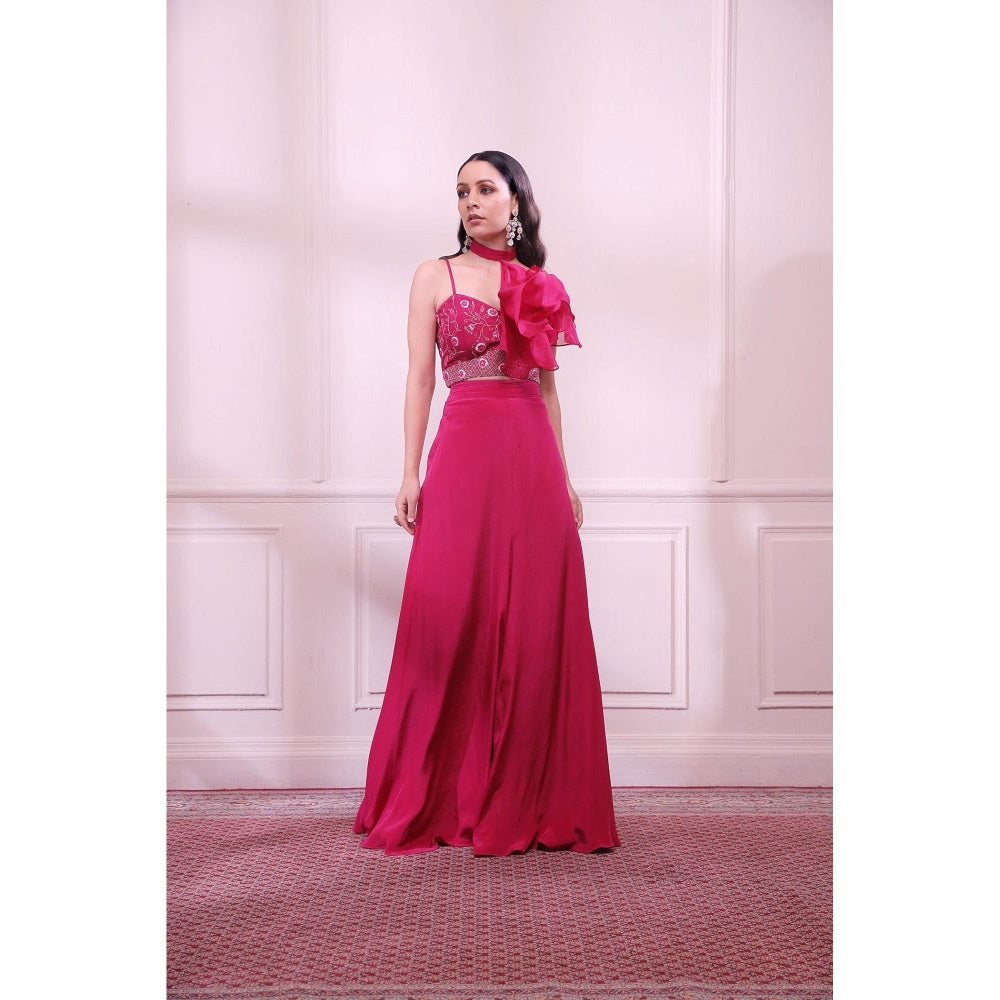 ISHA GUPTA TAYAL Pink Sapphire Embroidered Top With Pant