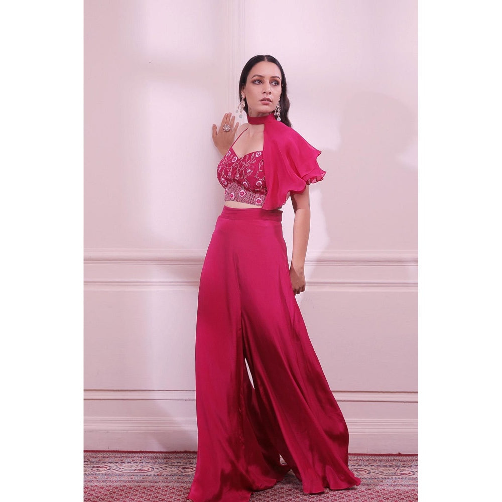ISHA GUPTA TAYAL Pink Sapphire Embroidered Top With Pant