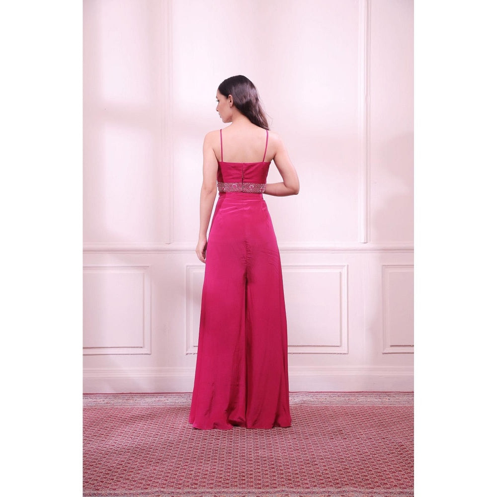 ISHA GUPTA TAYAL Pink Sapphire Embroidered Top With Pant