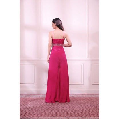 ISHA GUPTA TAYAL Pink Sapphire Embroidered Top With Pant