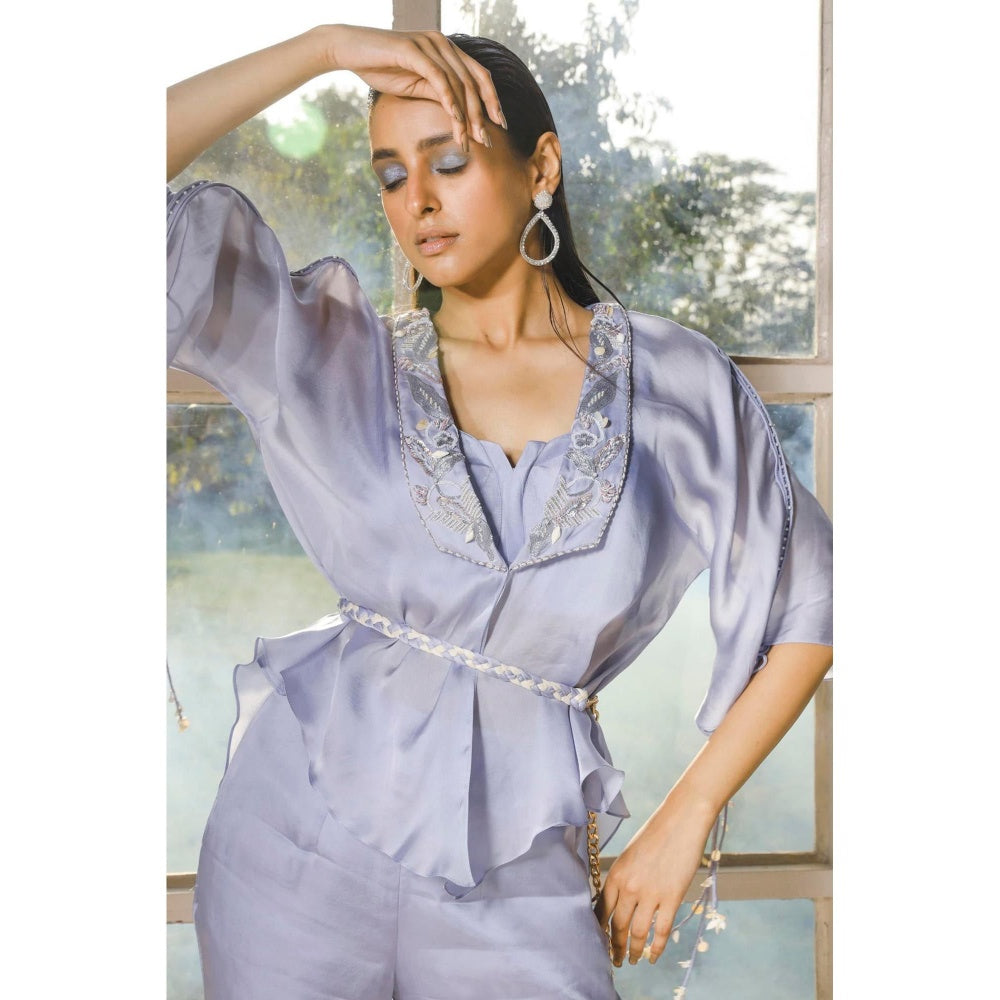 ISHA GUPTA TAYAL Lavender Embroidered Co-Ord Set