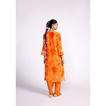ISHA GUPTA TAYAL Tangerine Orange Asymmetric Kurta and Dhoti Pant