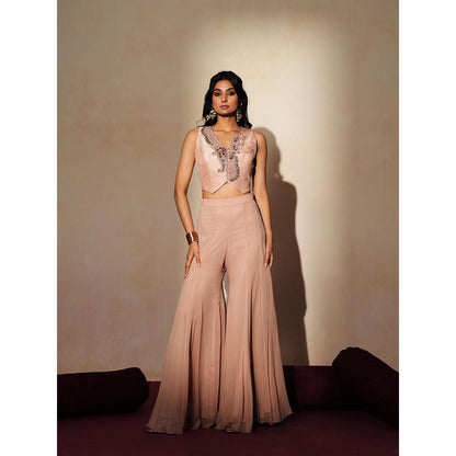 ISHA GUPTA TAYAL Pink Rajmani Waistcoat and Sharara