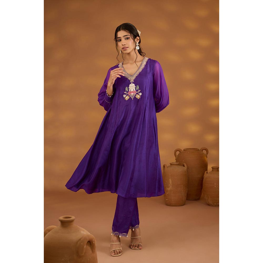 ISHA GUPTA TAYAL Purple Kamal Talai Kurta and Pant with Dupatta