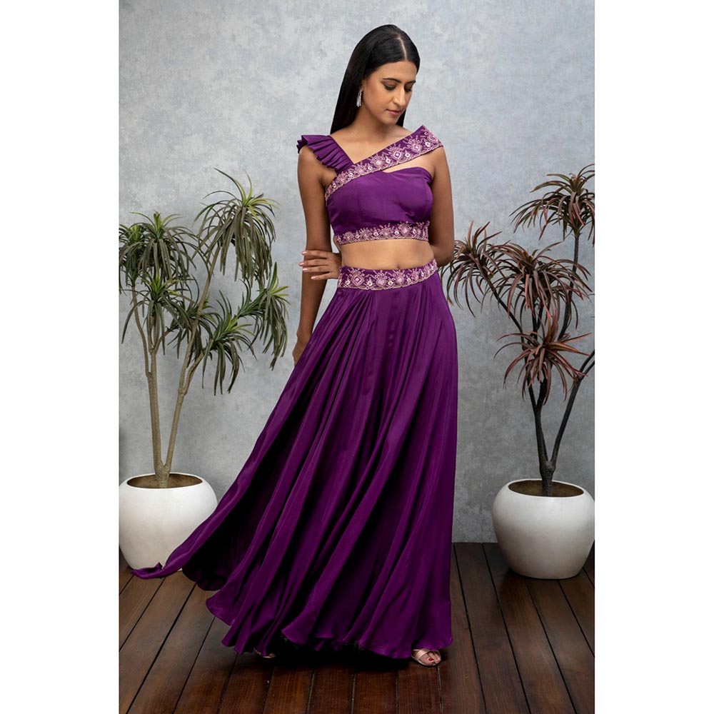 ISHA GUPTA TAYAL Purple Amethyst Sharara with Crop Top and Belt