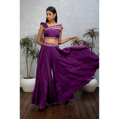 ISHA GUPTA TAYAL Purple Amethyst Sharara with Crop Top and Belt