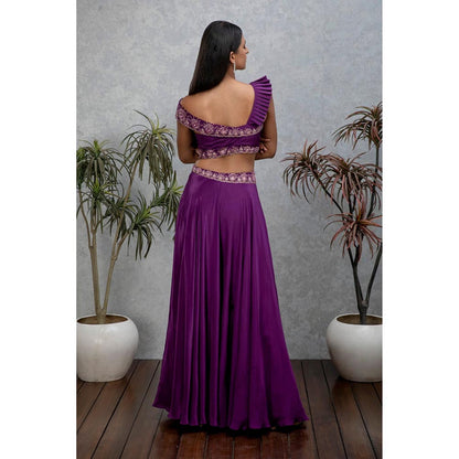 ISHA GUPTA TAYAL Purple Amethyst Sharara with Crop Top and Belt