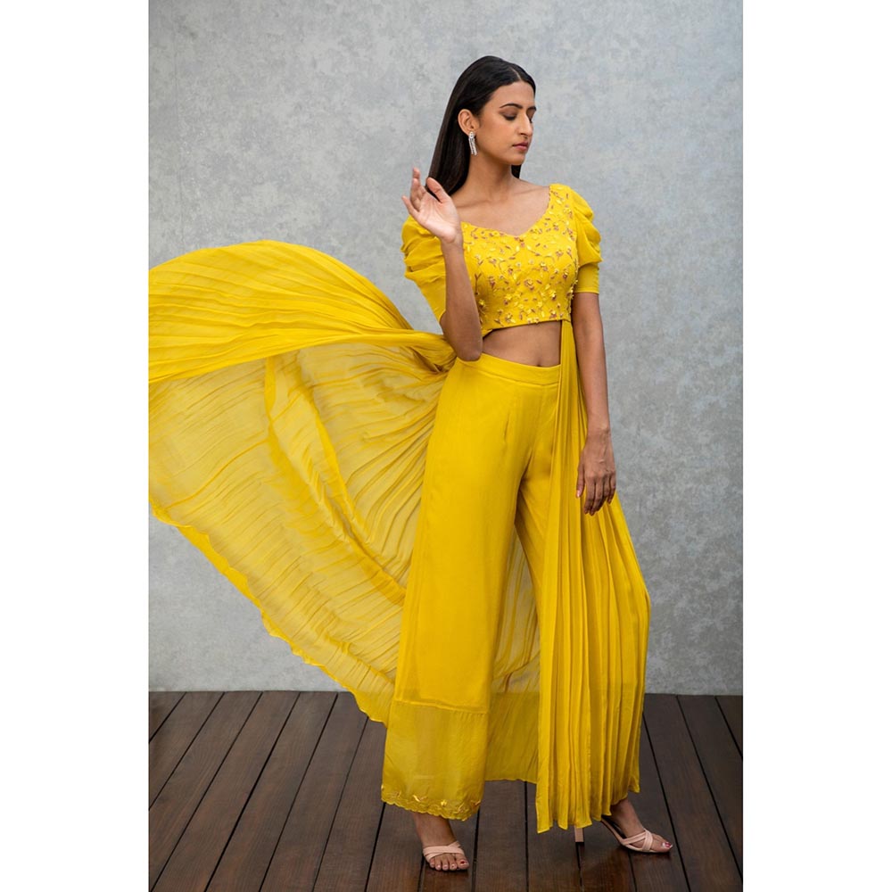 ISHA GUPTA TAYAL Yellow Citrine Kurta and Palazzo Set