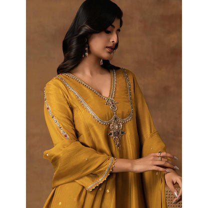 ISHA GUPTA TAYAL Yellow Rajsi Silk Embroidered Kurta and Pant with Dupatta