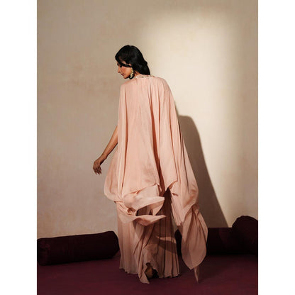 ISHA GUPTA TAYAL Pink Rajlata Sharara and Cape with Bustier Set