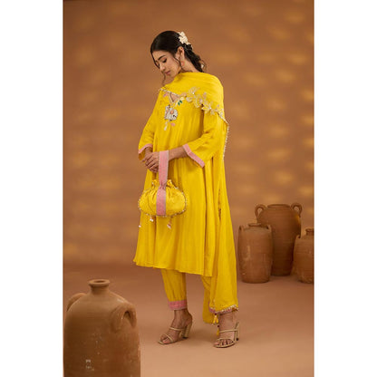 ISHA GUPTA TAYAL Yellow Nandi Kamal Kurta and Pant with Dupatta