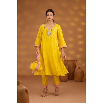ISHA GUPTA TAYAL Yellow Nandi Kamal Kurta and Pant with Dupatta