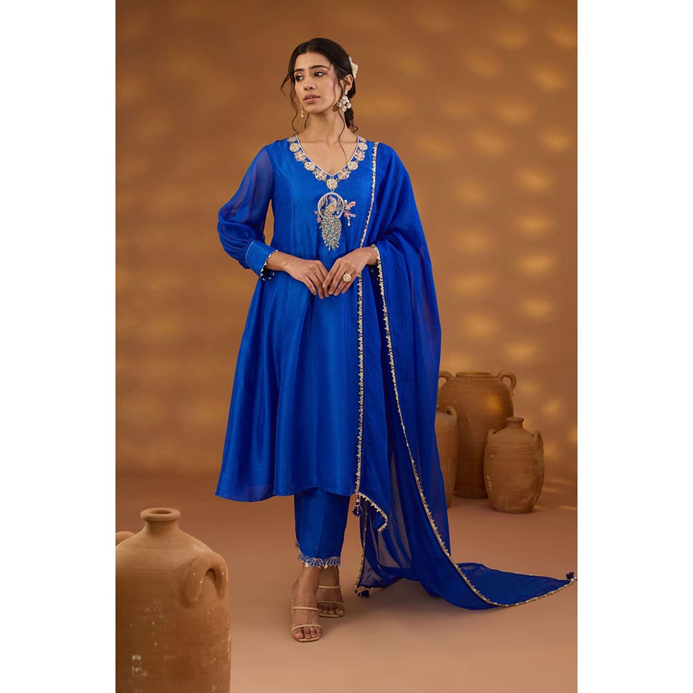 ISHA GUPTA TAYAL Blue Mayur Bagh Kurta and Pant with Dupatta